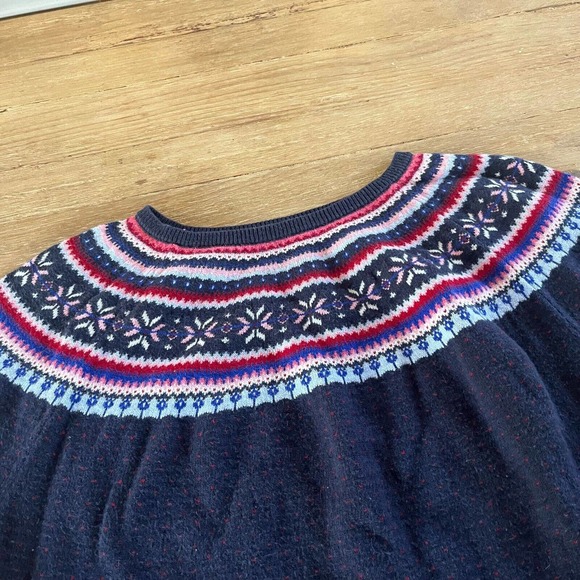 Talbots Fair Isle Snowflake Sweater Pullover Size M Navy Winter Holiday - Picture 2 of 3